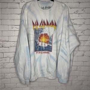 🔥‎ Def Leppard “Pyromania” Graphic Crewneck Sweatshirt | Sz L-XL | 80s | Grunge